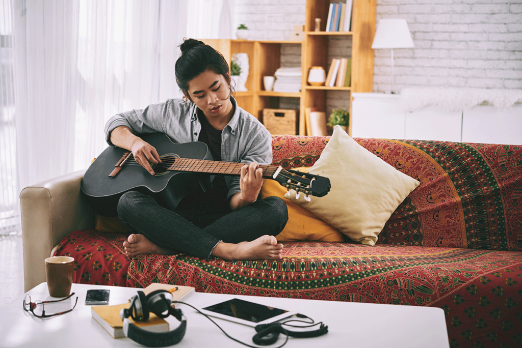 Man realizing the importance of music therapy for mental health